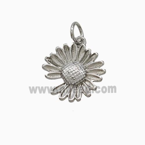 Copper Sunflower Pendant Platinum Plated