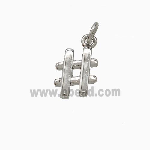 Hashtag Charms Copper Sign Pendant Platinum Plated