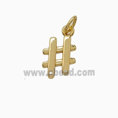 Hashtag Charms Copper Sign Pendant Gold Plated