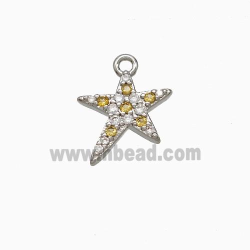 Copper Star Pendant Pave Zirconia Platinum Plated