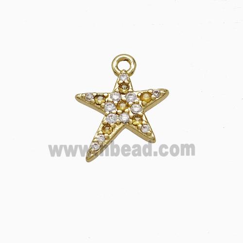 Copper Star Pendant Pave Zirconia Gold Plated