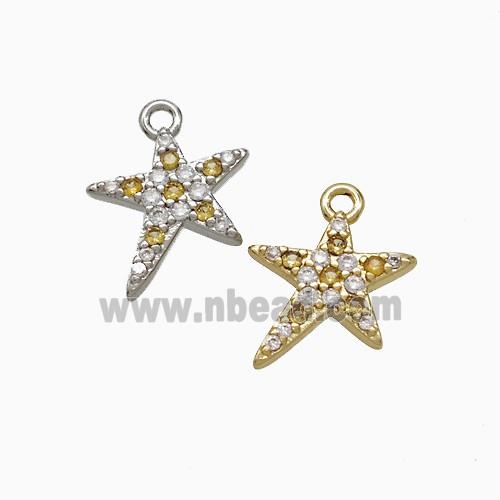 Copper Star Pendant Pave Zirconia Mixed