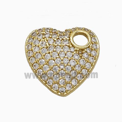 Copper Heart Pendant Micropave Zirconia Gold Plated