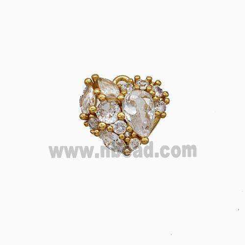 Copper Heart Pendant Micropave Zirconia Gold Plated