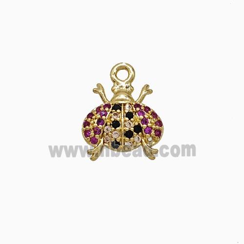 Copper Ladybug Pendant Pave Zirconia Gold Plated