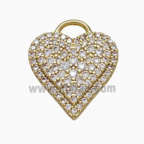 Copper Heart Pendant Pave Zirconia Gold Plated