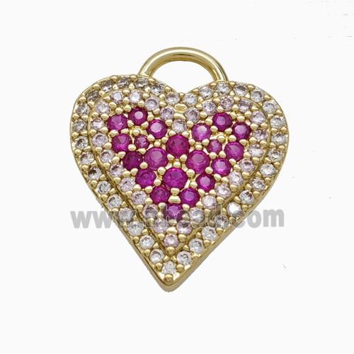 Copper Heart Pendant Pave Zirconia Gold Plated