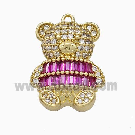 Copper Bear Pendant Pave Zirconia Gold Plated