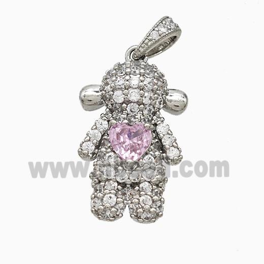 Copper Girls Pendant Pave Zirconia Crystal Glass Kids Platinum Plated