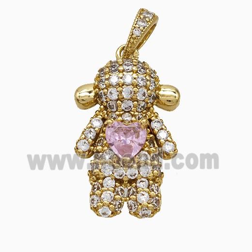 Copper Girls Pendant Pave Zirconia Crystal Glass Kids Gold Plated