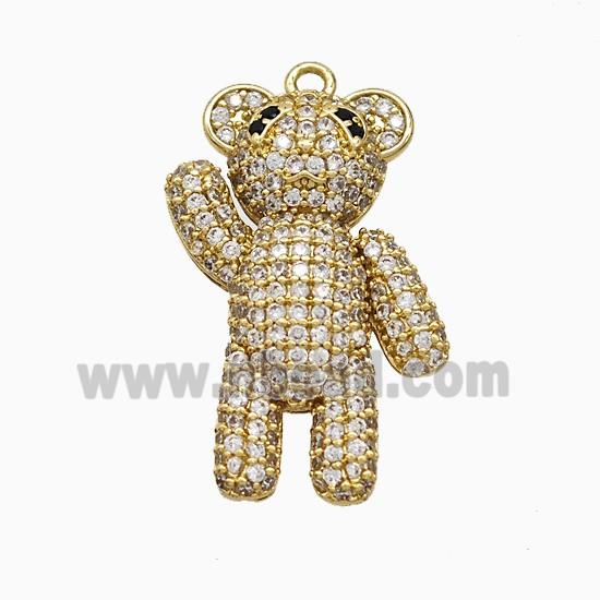 Copper Bear Pendant Pave Zirconia Gold Plated