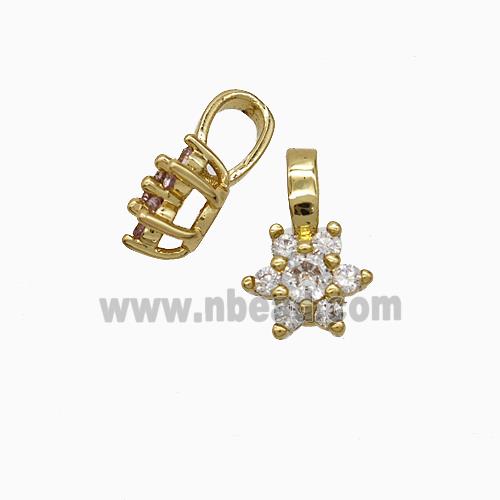 Copper Flower Pendant Pave Crystal Glass Gold Plated