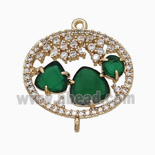 Copper Circle Connector Pave Zirconia Cateye Glass Gold Plated