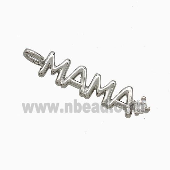 Copper MAMA Pendant Pave Zirconia Platinum Plated