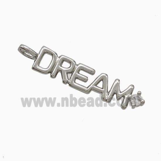 Copper DREAM Pendant Pave Zirconia Platinum Plated
