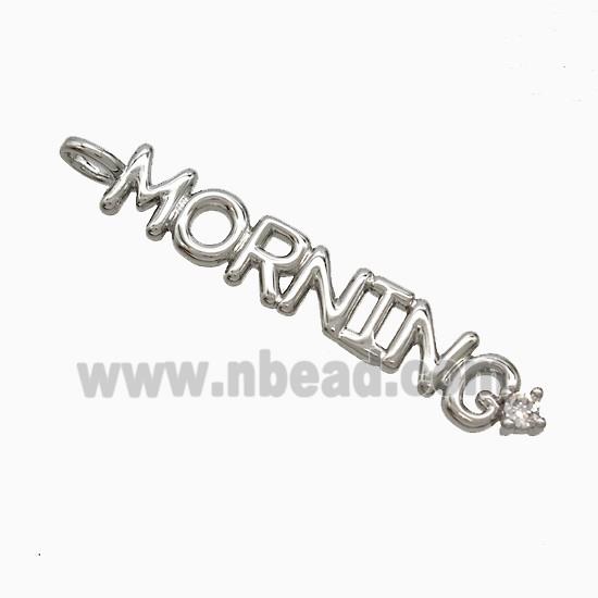 Copper MORNING Pendant Pave Zirconia Platinum Plated