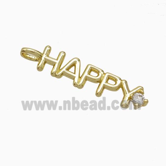 Copper HAPPY Pendant Pave Zirconia Gold Plated