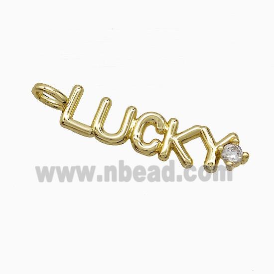 Copper LUCKY Pendant Pave Zirconia Gold Plated