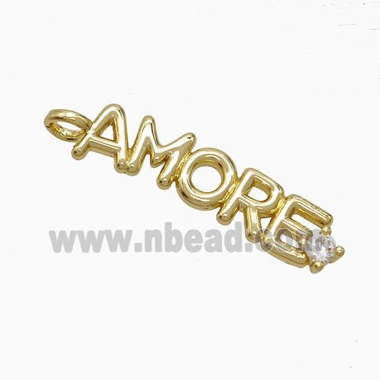 Copper AMORE Pendant Pave Zirconia Gold Plated