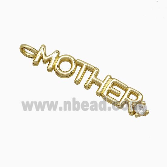 Copper MOTHER Pendant Pave Zirconia Gold Plated