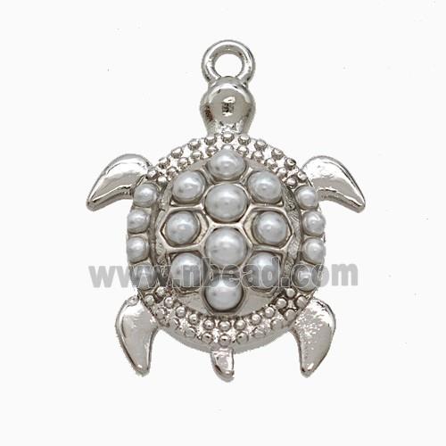 Copper Tortoise Pendant Pave Resin Platinum Plated