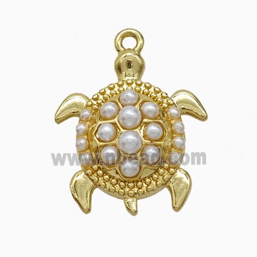 Copper Tortoise Pendant Pave Resin Gold Plated