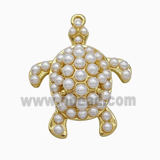 Copper Tortoise Pendant Pave Resin Gold Plated