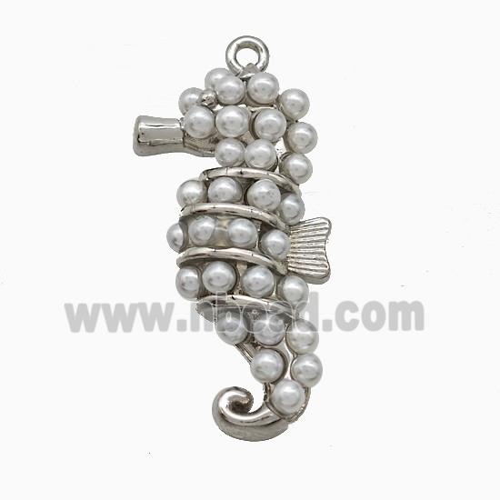Copper Seahorse Pendant Pave Resin Platinum Plated