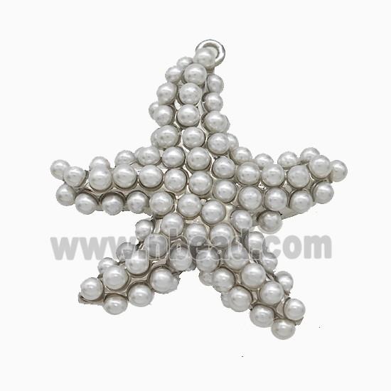 Copper Starfish Pendant Pave Resin Platinum Plated