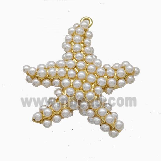 Copper Starfish Pendant Pave Resin Gold Plated