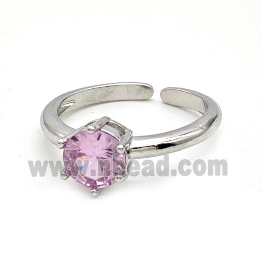 Copper Rings Pave Pink Crystal Glass Platinum Plated
