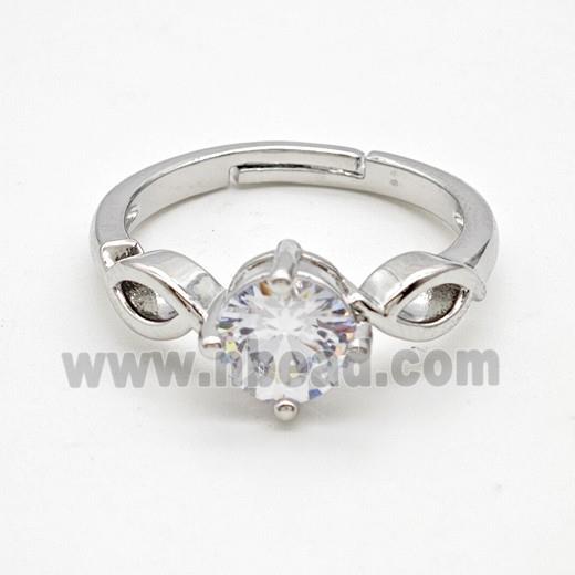 Copper Rings Pave Crystal Glass Adjustable Platinum Plated