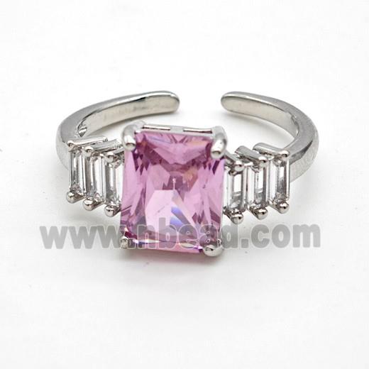 Copper Rings Pave Pink Crystal Glass Platinum Plated