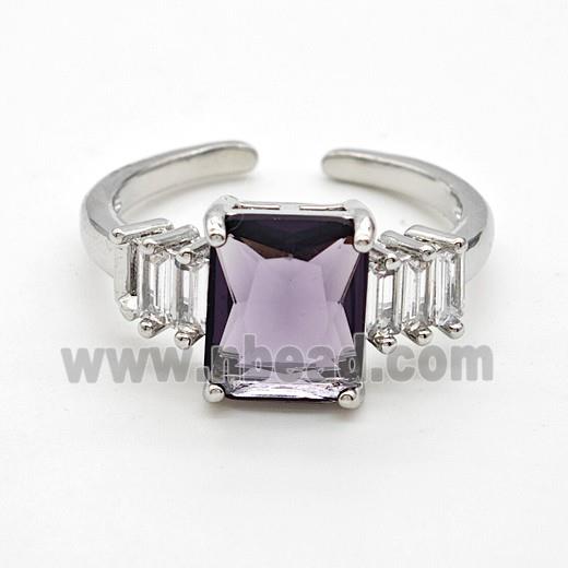 Copper Rings Pave Purple Crystal Glass Platinum Plated