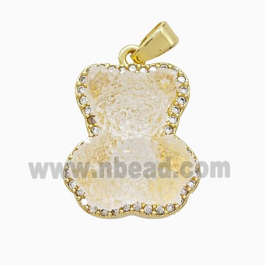 Resin Bear Copper Pendant Pave Zirconia Gold Plated