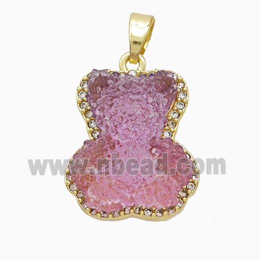 Resin Bear Copper Pendant Pave Zirconia Gold Plated