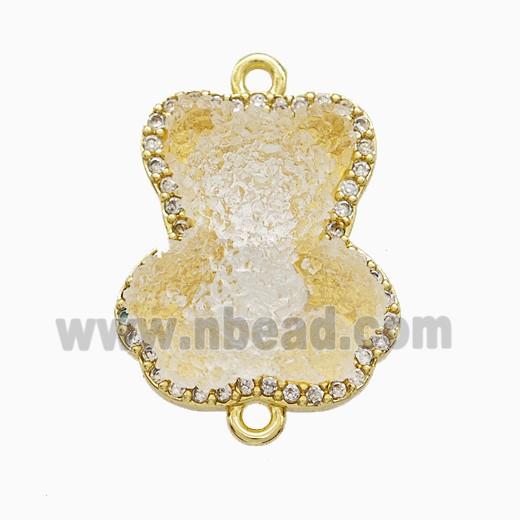 Resin Bear Copper Connector Pave Zirconia Gold Plated