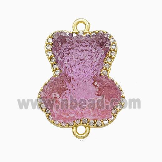Resin Bear Copper Connector Pave Zirconia Gold Plated