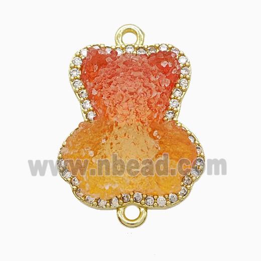 Resin Bear Copper Connector Pave Zirconia Gold Plated