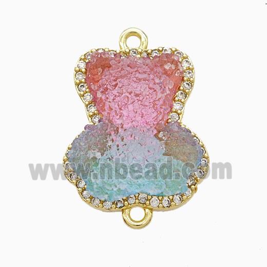 Resin Bear Copper Connector Pave Zirconia Gold Plated