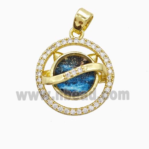 Copper Sun Pendant Pave Zirconia Resin Gold Plated