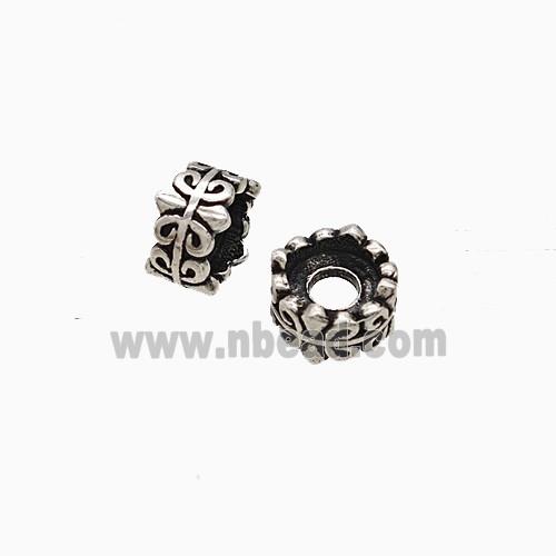 Copper Rondelle Beads Antique Silver