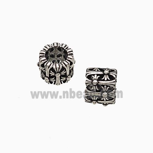 Copper Tube Beads Large Hole Antique Silver