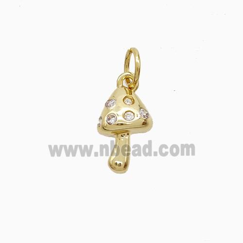 Copper Mushroom Pendant Pave Zirconia Gold Plated