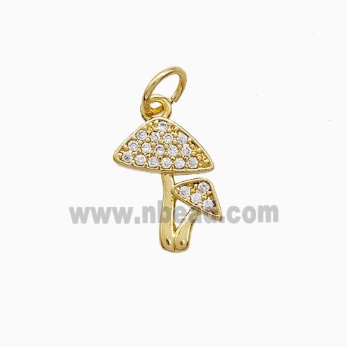Copper Mushroom Pendant Pave Zirconia Gold Plated