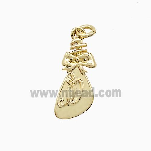Fortune Bag Charms Copper Pendant Bowknot Gold Plated