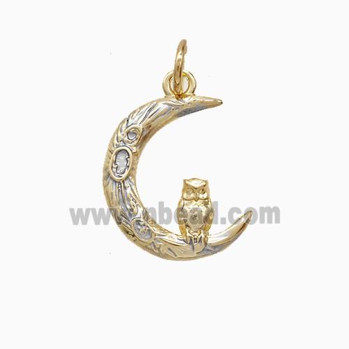 Copper Moon Owl Pendant Gold Plated
