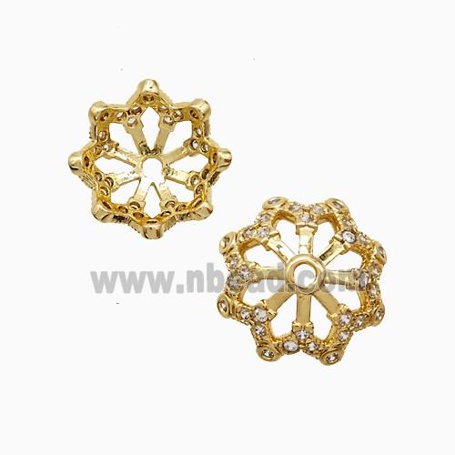 Copper BeadCap Pave Zirconia Gold Plated