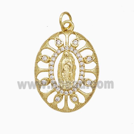 Copper Jesus Pendant Pave Zirconia Gold Plated