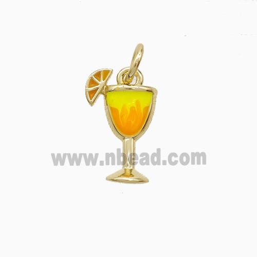Martini Drink Glass Copper Cup Pendant Enamel Gold Plated